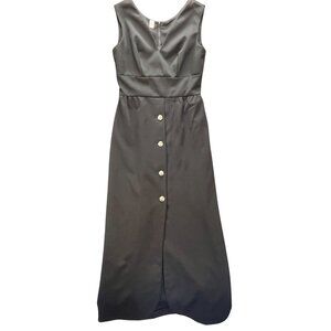 Black Sleeveless Maxi Dress With Button Detail